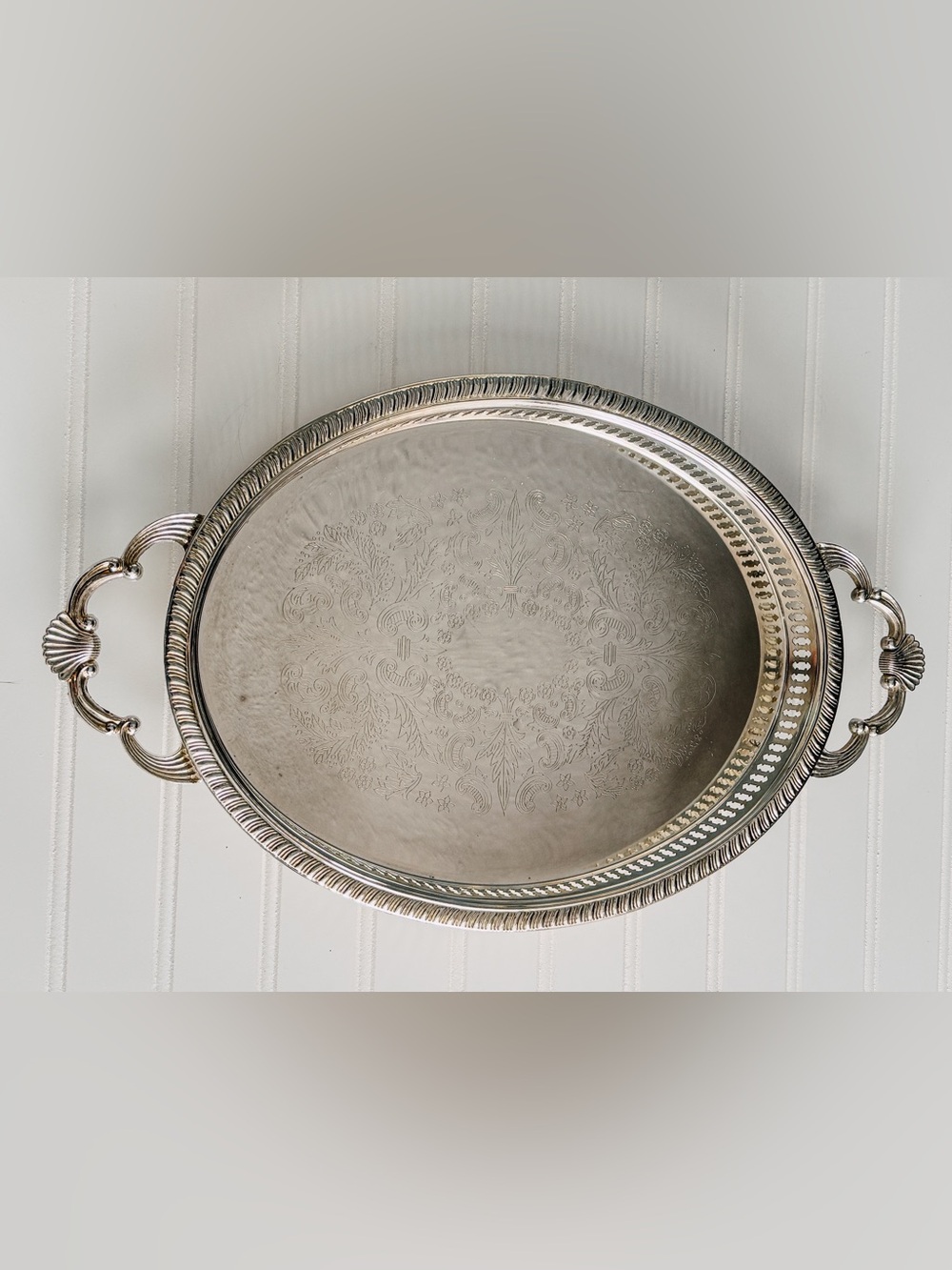 Vintage Silver Plated GalleryTray with Handles